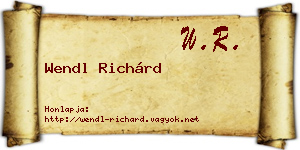 Wendl Richárd névjegykártya